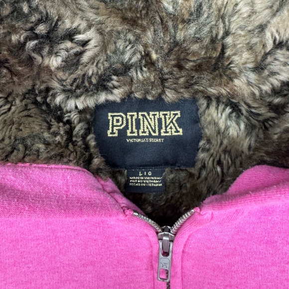 Y2K LOVE PINK VS Fur Lined Sequin Embellished Full Zip Hooded Jacket - Picture 4 of 12